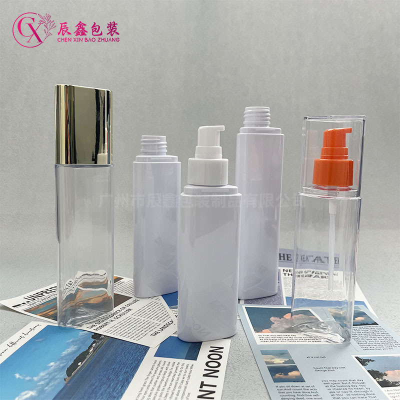 PET外罩瓶110-160ml三角多规格按压乳液洗面奶化妆品洗手液分装瓶