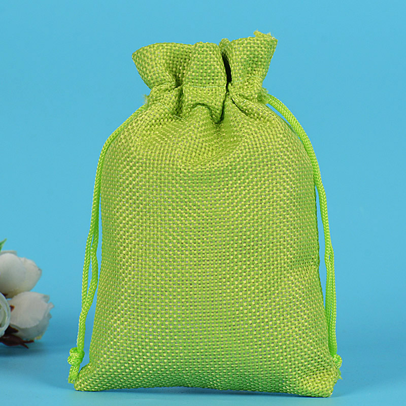 льняная сумка 7*9 см; флуоресцентная зеленая нейлоновая веревка