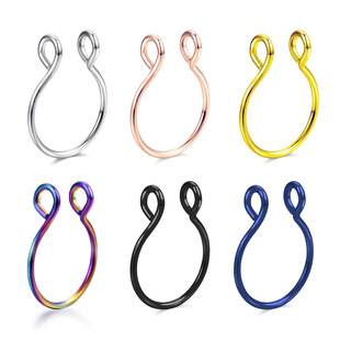 Amazon AliExpress LAZADA cross-border stainless steel U-shaped nose ring nose clip vacuum plating puncture jewelry