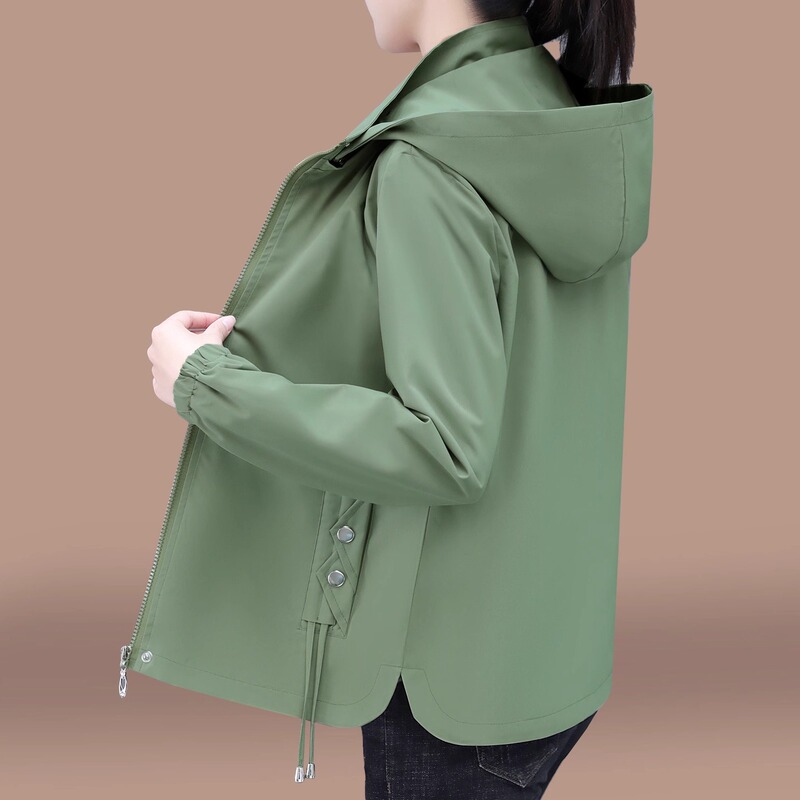 妈妈秋装外套女2025新款春秋薄款洋气减龄宽松夹克休闲卡其色上衣|undefined