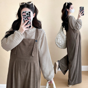 Maternity's Autumn and Winter Loose Overalls Trendy Mom's New Autumn High-end Two-piece Fashionable Fashionable Fashionable