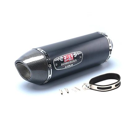 fiber exhaust pipe modified exhaust: Motorcycle exhaust pipe - black-imitation-carbon-head