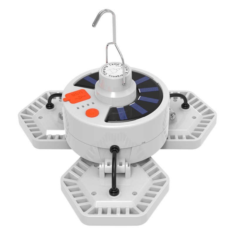 Luz de camping transfronteriza de tres lados Luz de tienda de campaña de emergencia al aire libre iluminación de puesto de mercado nocturno de carga solar