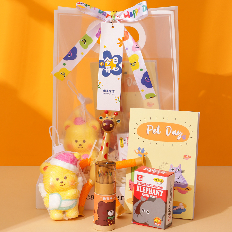 Bolsa de Regalo Creativa para la Vuelta al Cole, Bolsa de Regalo de Papelería, Bolsa de Regalo Transparente de Plástico de Alta Gama, Bolsa de Regalo