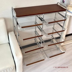 中古小推车置物架客厅移动带轮零食收纳架家用复古厨房落地置物架