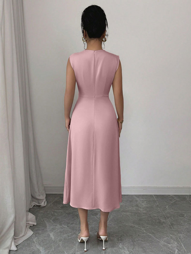 Women's Clothing Women's Stylish Mid-Length Satin Dress Summer A-Line Pleated For Formal & Casual For Women_ecoleips.com