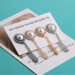 Hot-Selling Pearl Silk Scarf Buckle Chain Jewelry Alloy 2025 Headscarf Buckle Retro Women's Square Scarf Buckle Strong Magnetic Simple Accessories