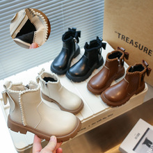 女童马丁靴2025秋冬季新款韩版加绒保暖棉靴中大童蝴蝶结二棉短靴