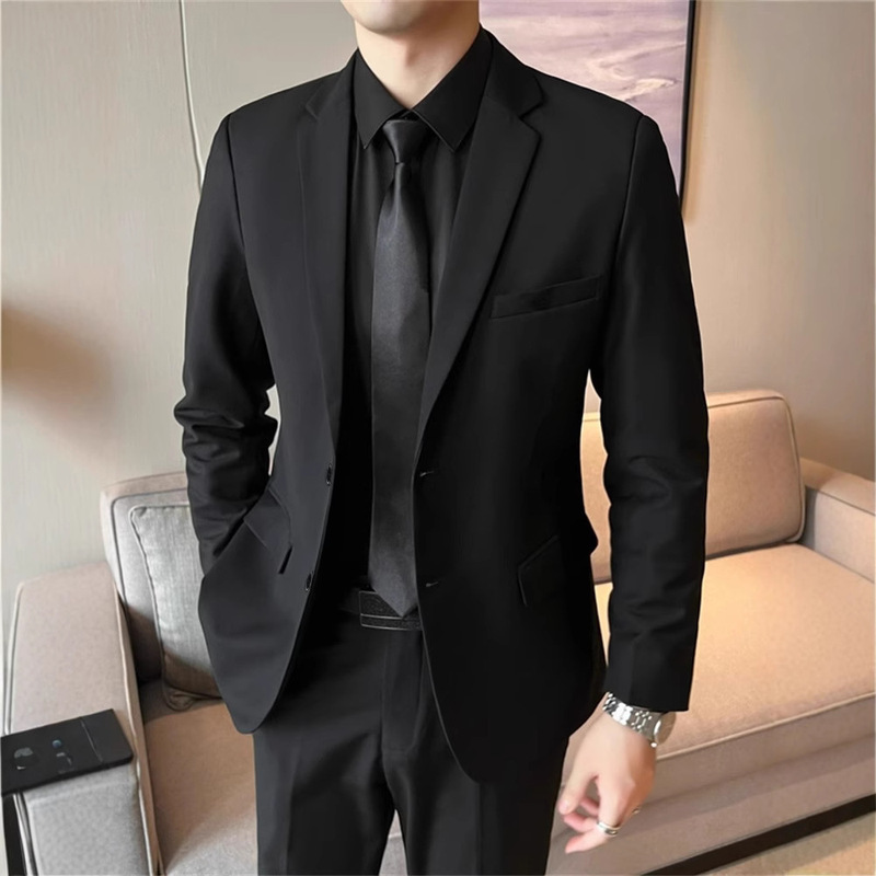 Suit Jacket Men's Slim Suit High-End Casual Business Professional Formal Wear Handsome Groomsmen Suit Two-Piece Set