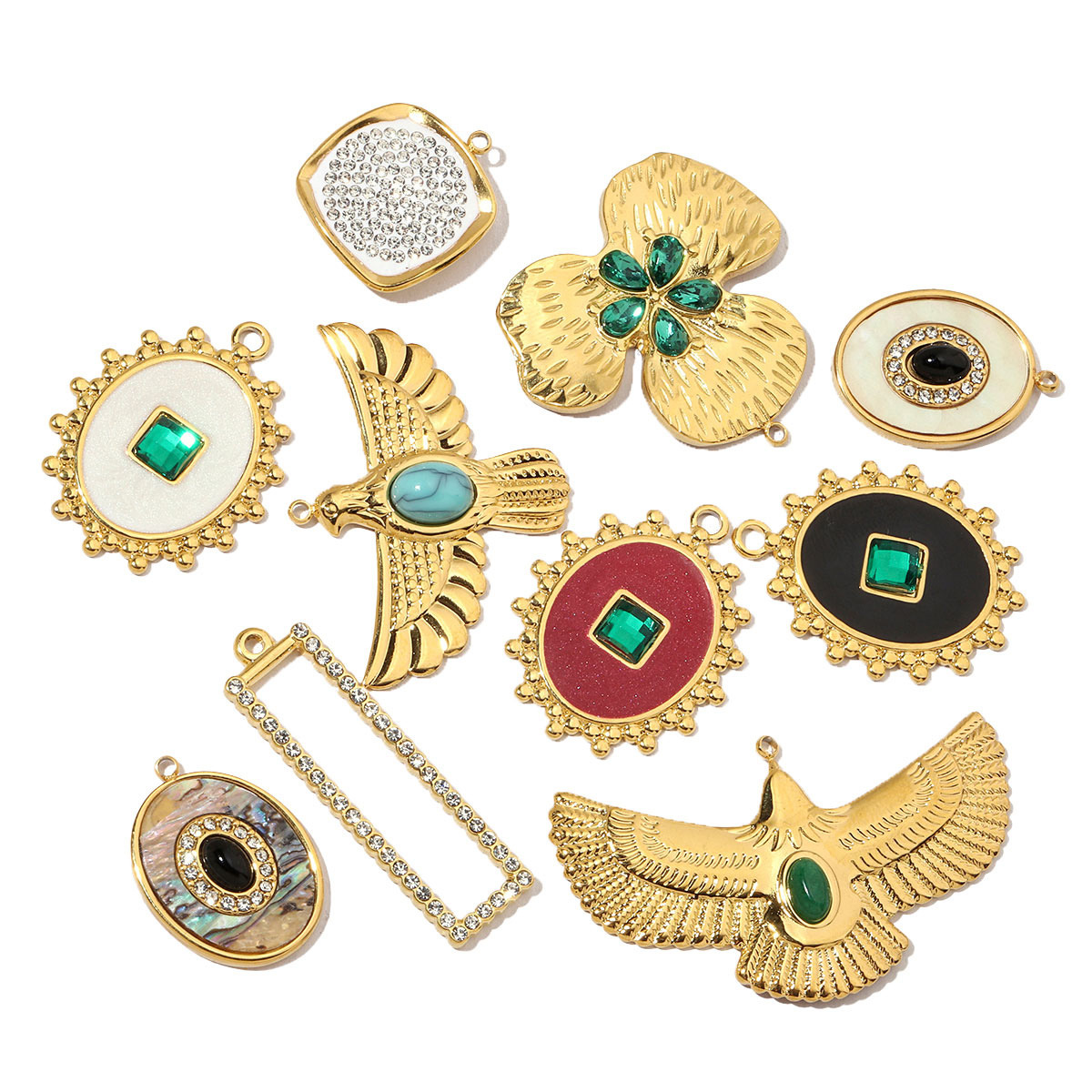 10g Weight Pendant Jewelry Making Type 37*27mm Jewelry Making Size DIY Ornament Accessories Classification 3 PCS/Package Quantity 304 Stainless Steel Material Geometric, Eagle Pattern All Seasons Season Polished Finish Elegant, Retro Style 3 PCS/Package 37*27mm 304 Stainless Steel Geometric Eagle Polished Pendant DIY Ornament Accessories 3