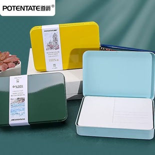 POTENTATE Zunjue Artist Grade Cotton A6 Coarse Watercolor Paper 300g Postcard Iron Box Travel Sketch