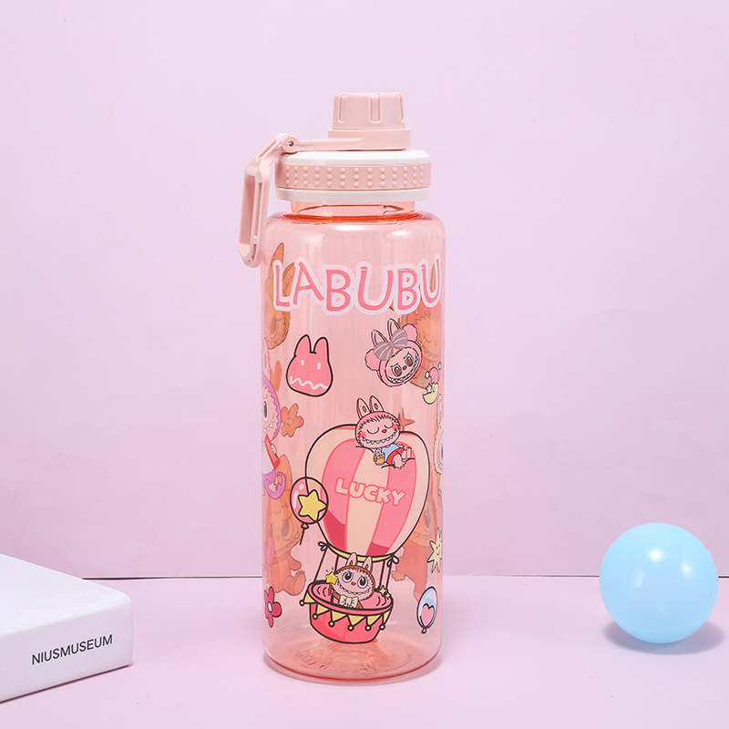 Labubu 漫画子供用プラスチックカップ、見栄えの良い、大容量、透明な子供用ウォーターカップ、ハンドル付き、ポータブル、大容量|undefined