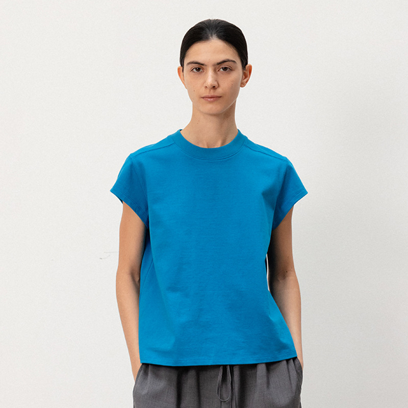 in stock MOONDAL Short-sleeved T-shirt Women's Summer New Korean Style Miniscuit Solid Color Casual Loose Round Neck Top