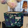 Retro handheld cosmetic bag, capacious organizer bag, Chinese style, flowered