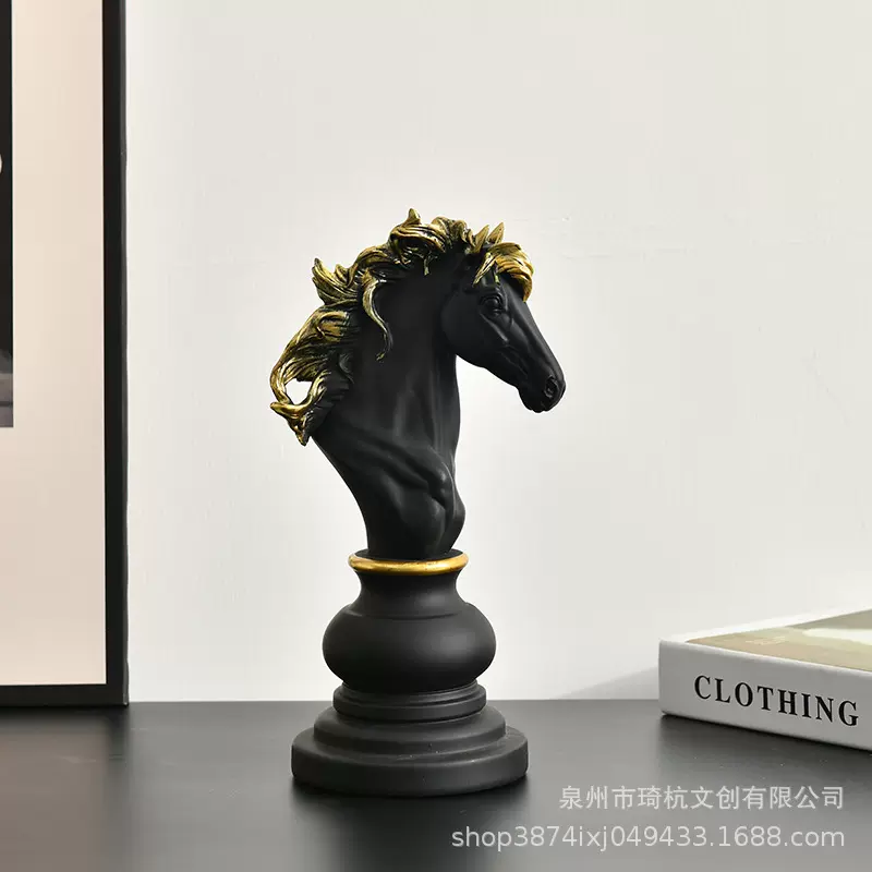 创意国际象棋树脂摆件橱窗样板房学院家居装饰品黑色白色棋子摆设