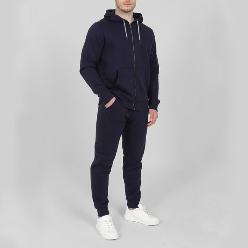 Autumn and Winter Sports Men's Fashion Casual Set Hooded Cardigan Coat Solid Color_voghion.com