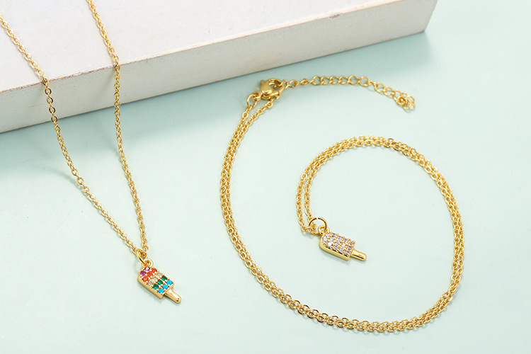 Wedding, Travel Occasion Fashion Color Ice Cream Short Inlaid Zircon Copper Clavicle Chain Wholesale Nihaojewelry