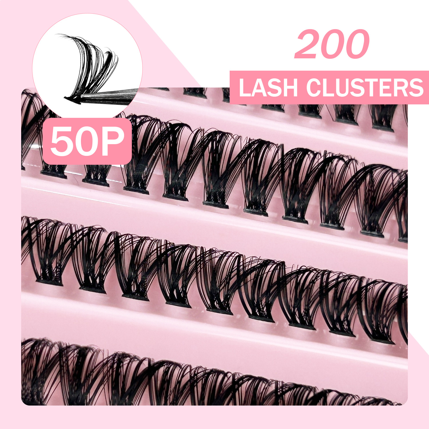 Vienos rūšies dirbtinių blakstienų rinkinys, trimatės natūralios storos blakstienos, 200 grupių, D formos, 50P karšto lydymo plaukų rinkinys_voghion.com