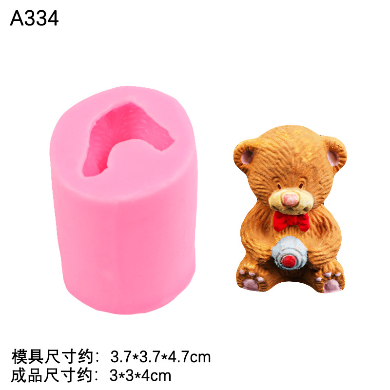 Dibujos animados sentado bola arco oso molde de silicona aromaterapia vela yeso molde hecho a mano decoración para hornear