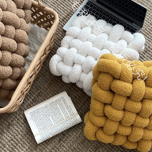 Nordic minimalist lamb's wool throw pillow square woven seat cushion lazy cushion sofa backrest plush throw pillow decoration float