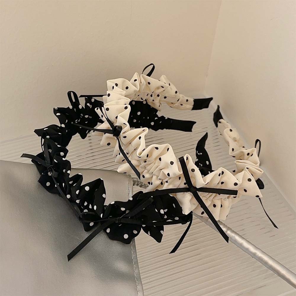 Nueva diadema con lazo de lunares plisados, versión ancha, diadema simple versátil, horquilla de presión superior de cráneo alto, accesorios para el cabello