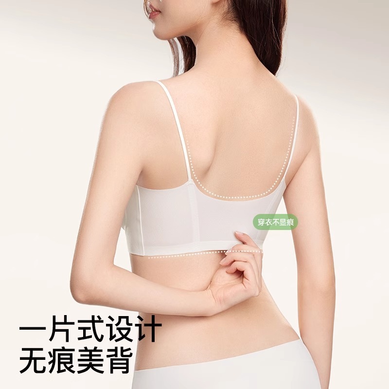 凉感内衣女2025新款超薄透气细肩带小胸聚拢无痕冰丝文胸夏季薄款|undefined
