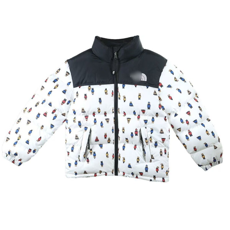 North Face Children's down Jacket Outdoor High Version Tnf American Version White Duck down Warm Stand Collar Jacket for Boys and Girls