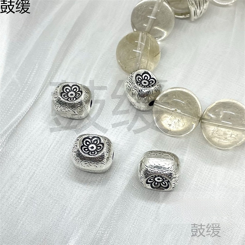 クリスタルアクセサリーレトロ合金模造シルバー古い職人技クラシックオープンリングリーフタッセルリフトアクセサリー|undefined