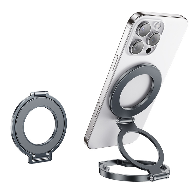 ダブルリング磁気携帯電話ホルダー MagSafe 磁気 360 度回転デスクトップリングバックルクリエイティブ 3 軸携帯電話ホルダー|undefined