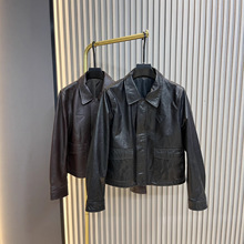 25秋季海宁真皮皮女短款绵羊皮夹克外套时尚减龄百搭机车服上衣女