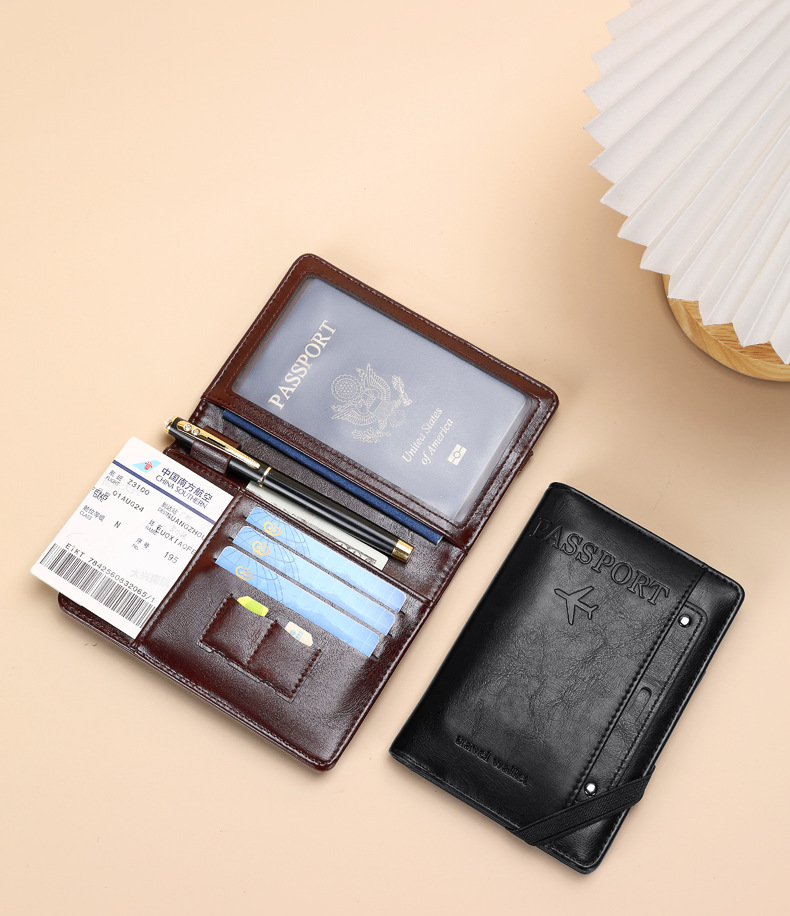 2026 new model RFID anti-theft passport travel multi-functional ticket holder retro document bag large capacity multi-card passport holder