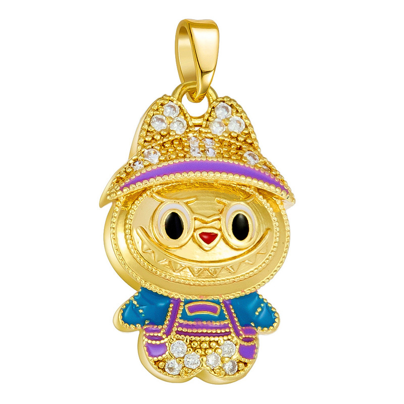 クロスボーダー漫画ラブブ油滴色保持銅金メッキかわいい diy アクセサリージュエリーネックレスブレスレットペンダントシングルペンダント|undefined