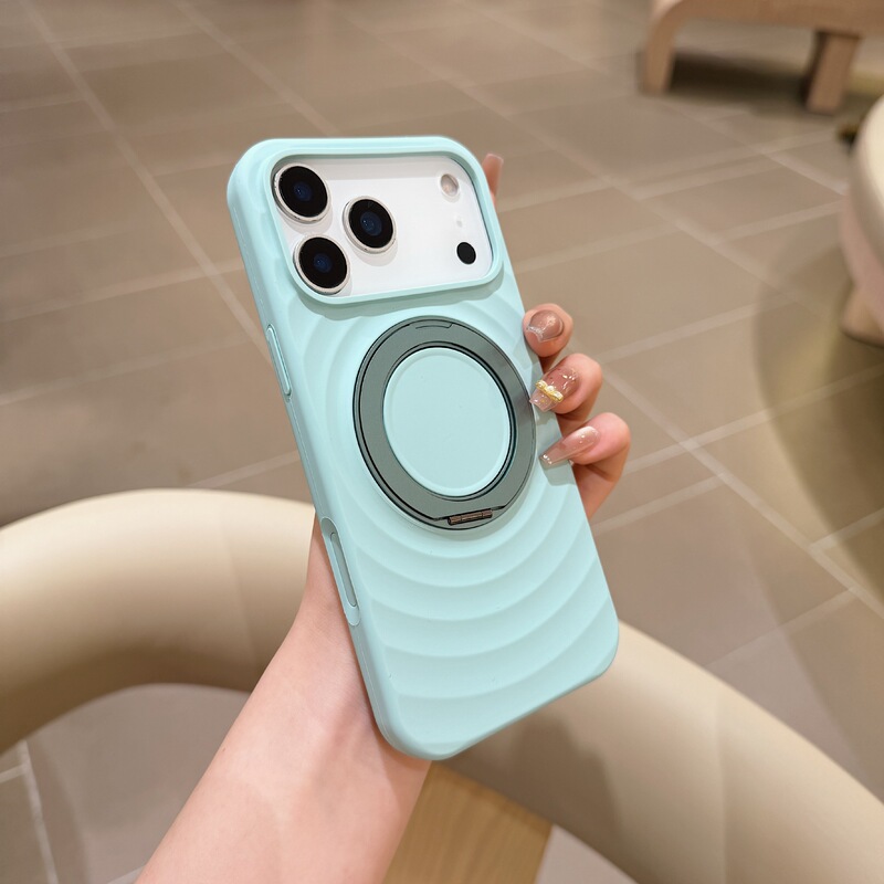 360-degree rotating stand suitable for 18 Pro Max phone case, wavy liquid silicone magnetic Apple 17 protective cover