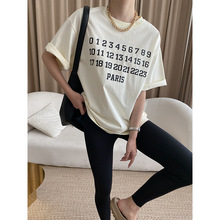 司南 出街随性腔调 数字印花舒适宽松休闲圆领大版T恤 SN3517