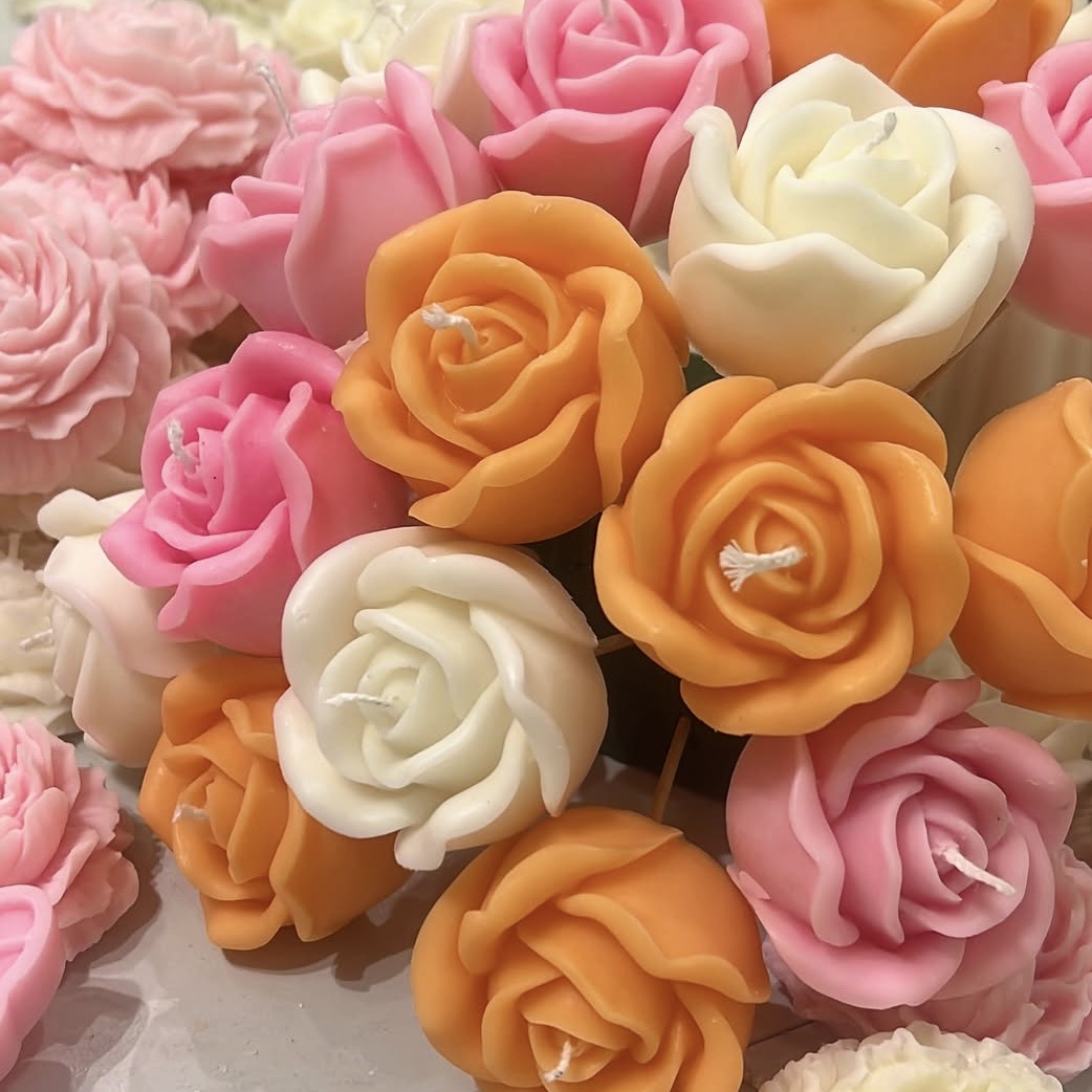 Vela decorativa artesanal perfumada de rosas, sem fumaça, ideal para o Dia dos Namorados, aniversários e outras ocasiões. Venda por atacado._voghion.com