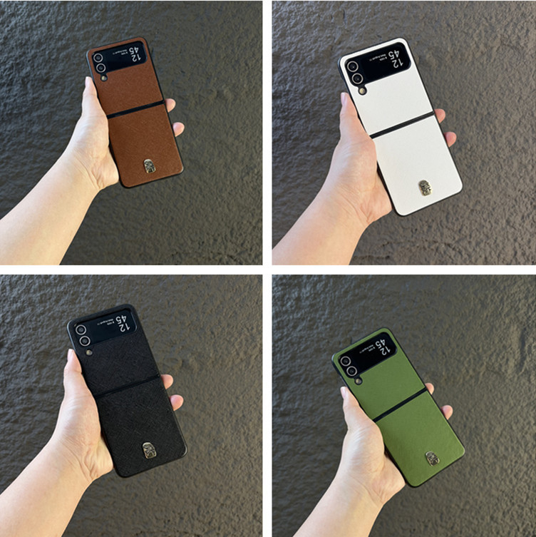 Applicable to Samsung Zflip3/4/5 flip mobile phone shell cross pattern folding screen high-end protective shell fashionable high-looking