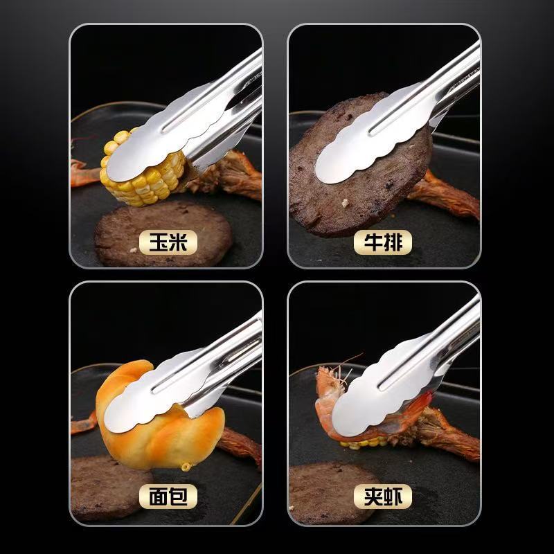 304不锈钢面包荷花烧烤夹食品夹食物自助餐牛排夹酒店摆摊专用夹