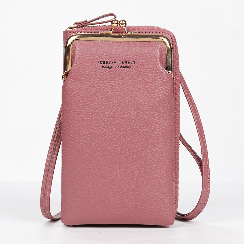 2022 directo de fábrica nuevo bolso del teléfono móvil de las mujeres Corea moda Litchi patrón de color sólido crossbody bolso de hombro cartera