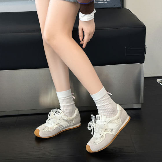 Lace Desun Shoes Women's Dress Mesh Casual Shoes 2025 Summer New All-match Breathable Thin Forrest Gump Shoes Trendy