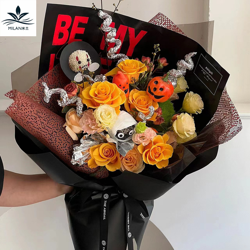 Regalo de Halloween simulación calabaza bruja decoración flor ramo decoración material hecho a mano DIY accesorios embalaje