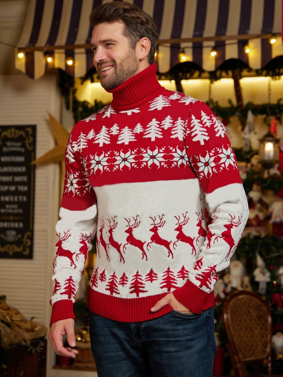 Fashion Christmas Tree Polyester Turtleneck Long Sleeve Regular Sleeve Jacquard Sweater display picture 18