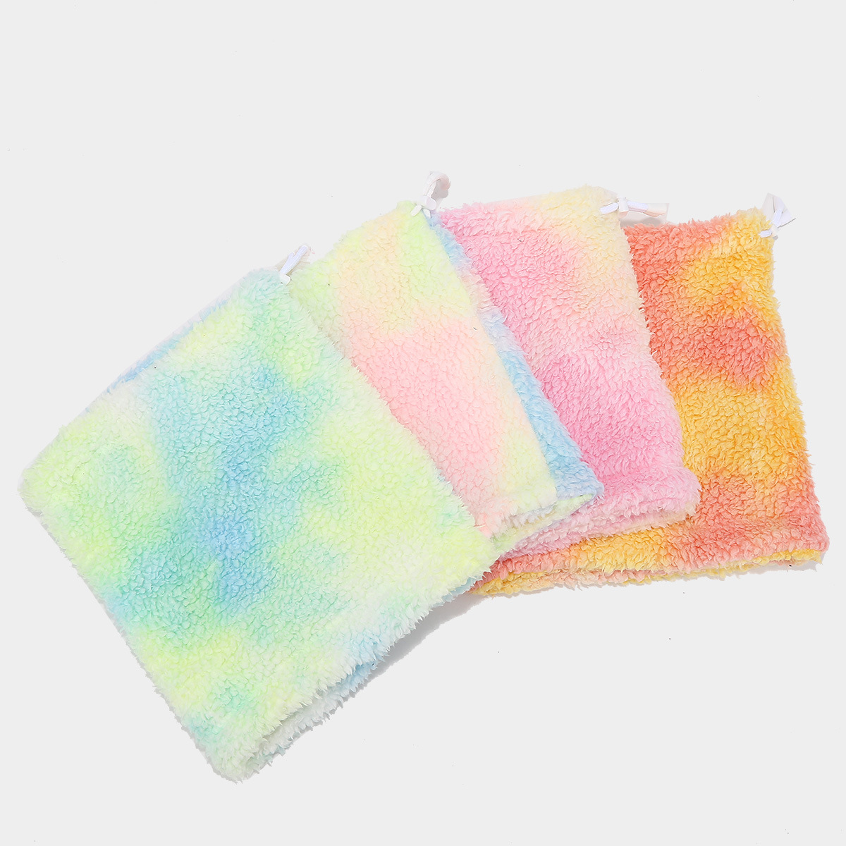 Moda europea y americana tie-dye lana de cordero babero traje señoras tendencia comercio exterior a prueba de frío sombrero babero hombre de doble uso image 3
