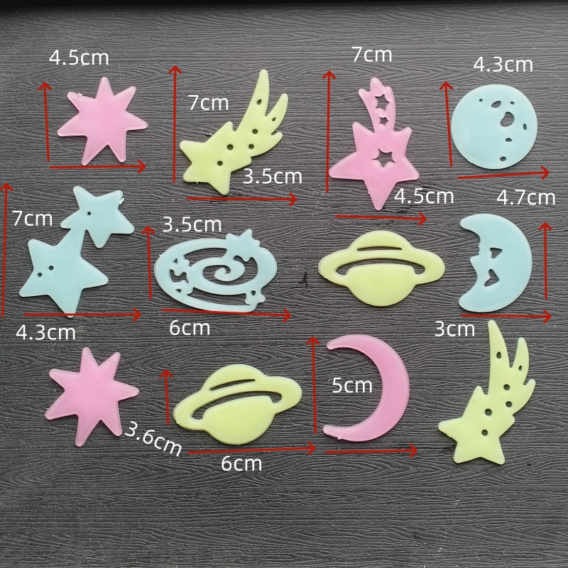 Estrellas de color luna pegatinas de luz nocturna meteoros luminosos pared decoración de ventana fluorescente transfronteriza pegatinas de refrigerador estrella cosmos image 13