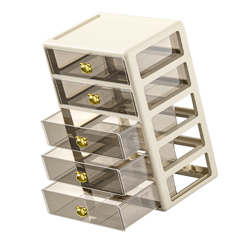 Desktop Storage Box, Transparent Drawer-Type Office Desk Stationery and Cosmetics Storage Box, Multi-Layer Storage