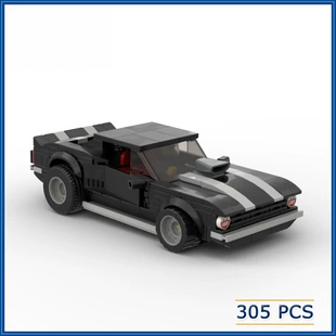 MOC Творческие маленькие крупинки и блоки дронов 1969 Комаро DIY Детские боевые игрушки машина MOC-58256