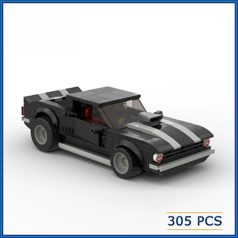 MOC Творческие маленькие крупинки и блоки дронов 1969 Комаро DIY Детские боевые игрушки машина MOC-58256