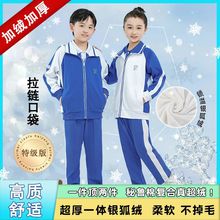 加绒深圳校服小学男女外套冬长裤加厚一体绒520克柔软特级版重磅