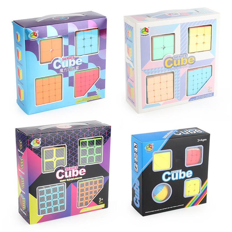 Panxin con tornillo de resorte rotación suave Cubo de Rubik de tercer orden Fibra de carbono orden positivo color sólido en forma de cubo de Rubik traje de juguete