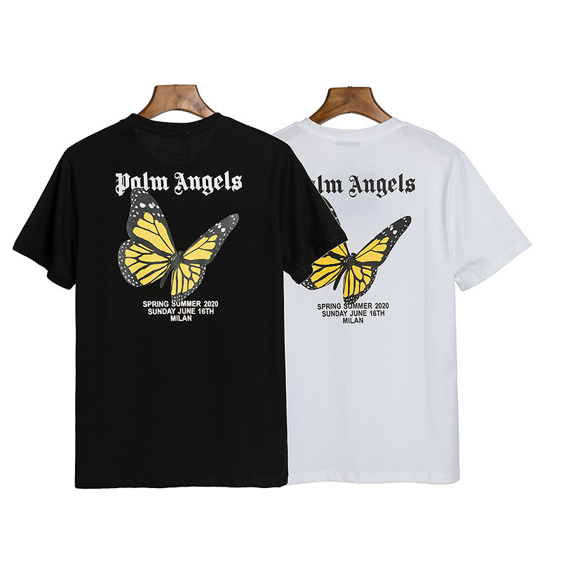 European and American Fashion Brand Palm Angel Butterfly Printed T-shirt Loose high quality Men and Women Ins Couple Letter Short-sleeved Shirt