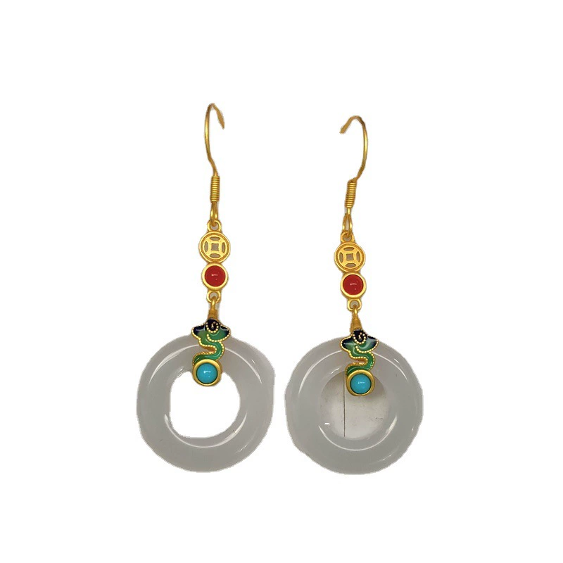 Classic universal ethnic earrings jade, ethnic style